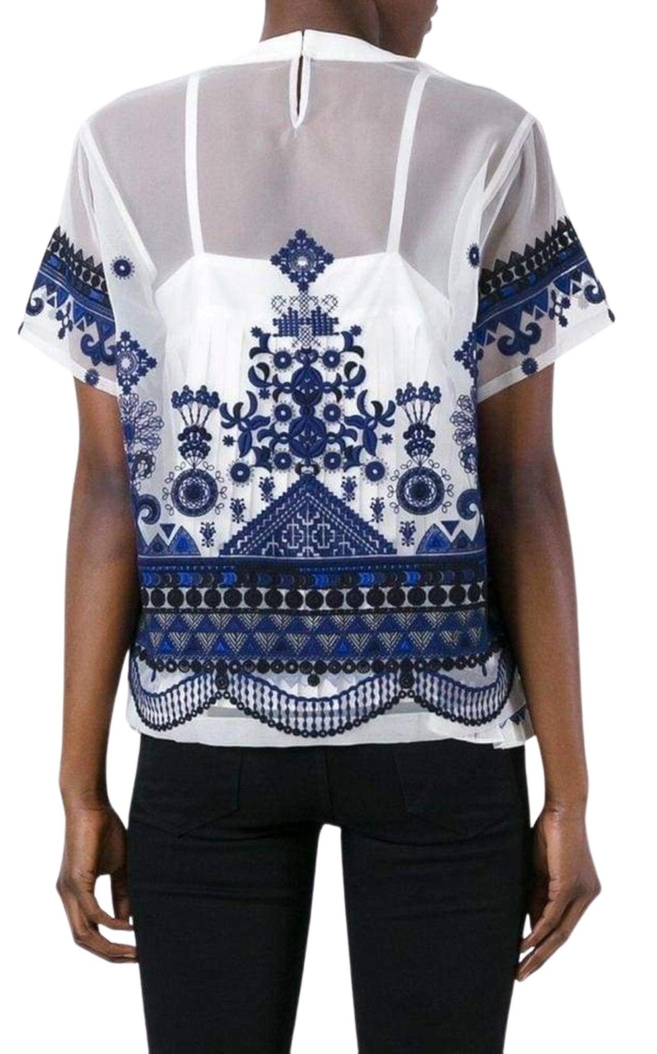 Sacai Tribal Lace Organza Top - Runway Catalog