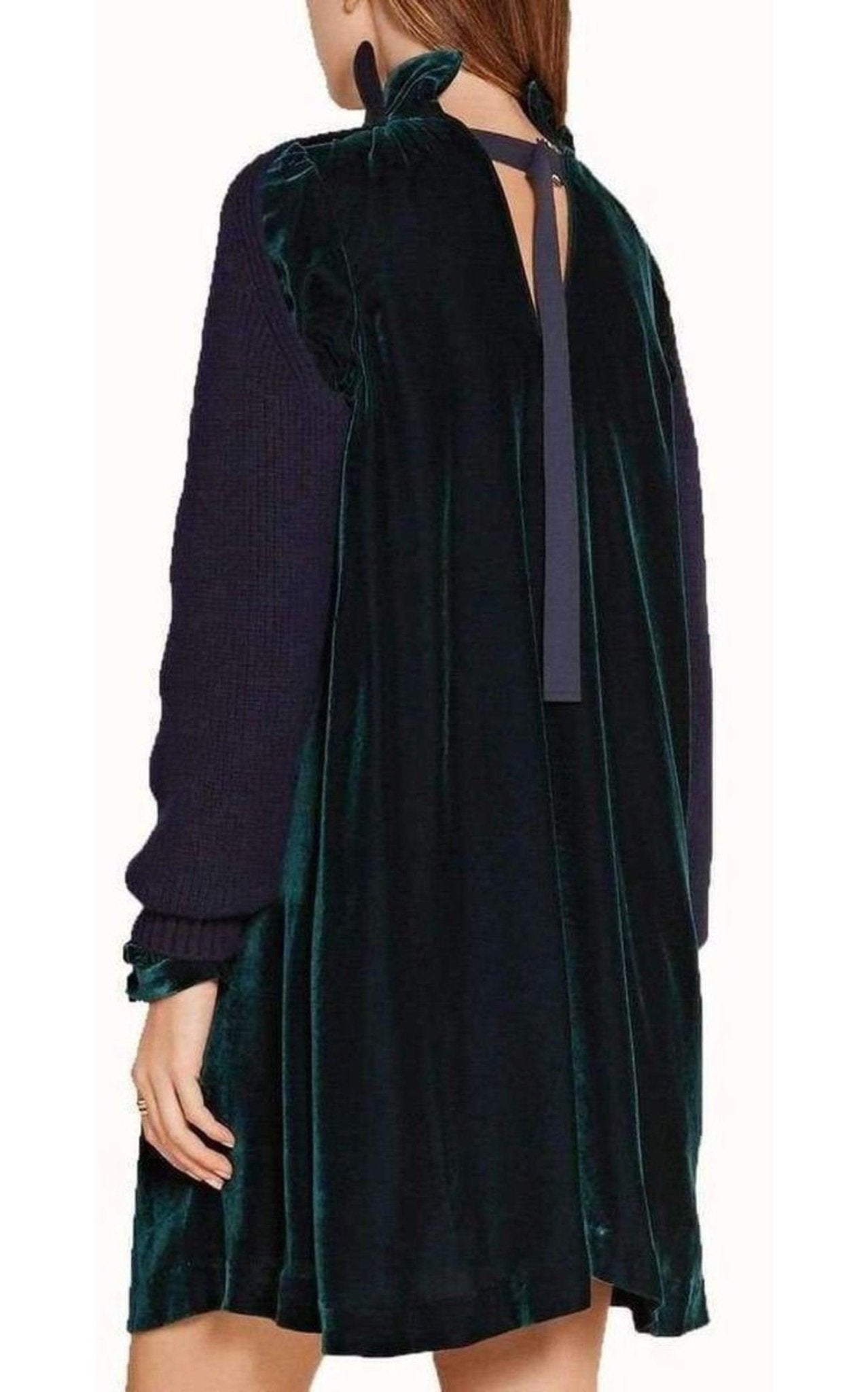 Sacai Wool Velvet Panelled Dress - Runway Catalog