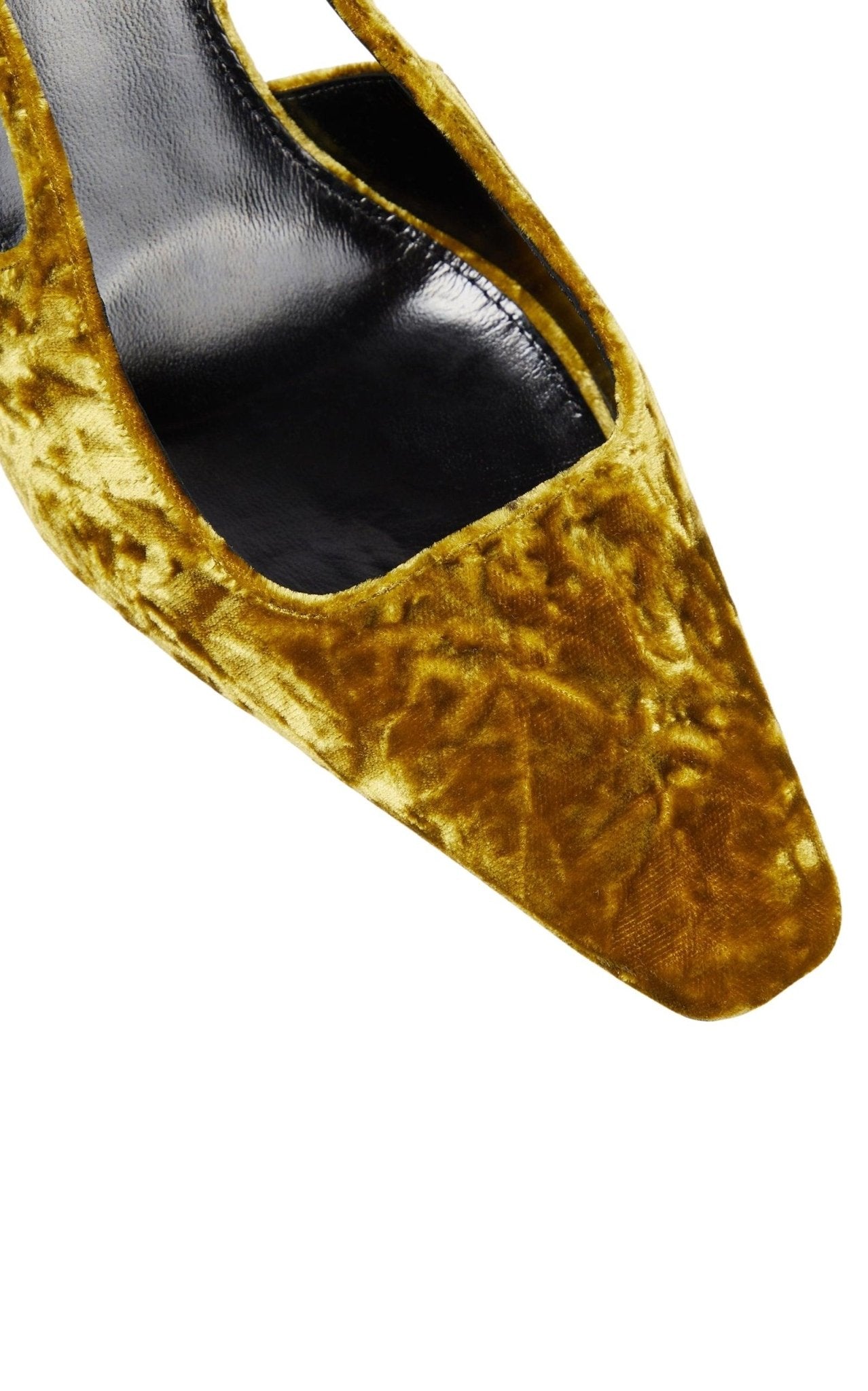 Saint Laurent Blade 90 Velvet Slingback Pumps in Mustered - Runway Catalog