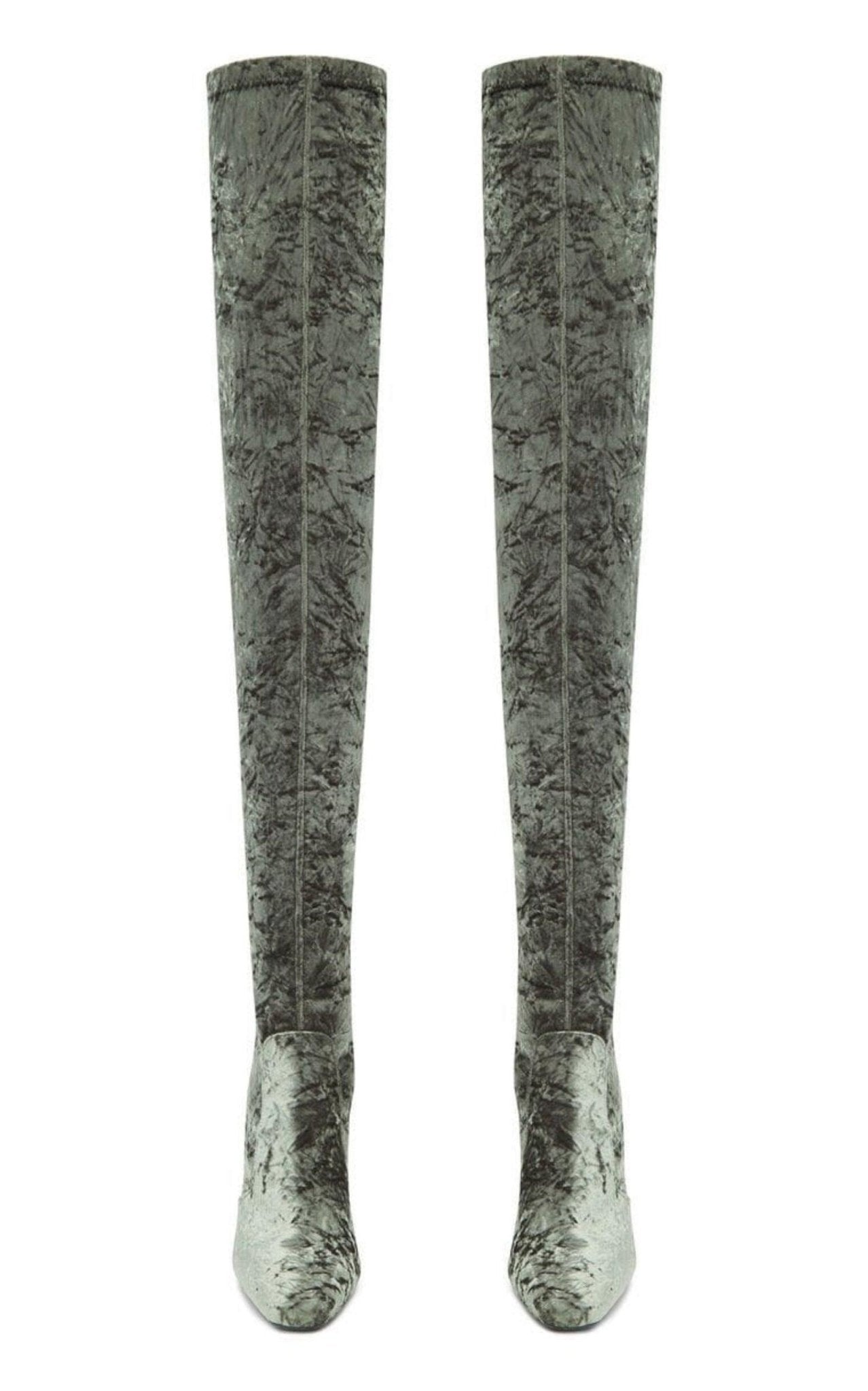 Saint Laurent Ella Velvet Over - the - knee Boots - Runway Catalog