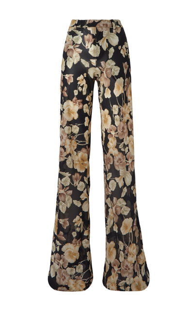 Saint Laurent Floral - print Silk - georgette Flared Pants - Runway Catalog