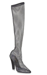 Koller Rhinestone Mesh Boots Saint Laurent