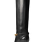 Le Maillon Chain-embellished Leather Knee Boots Saint Laurent