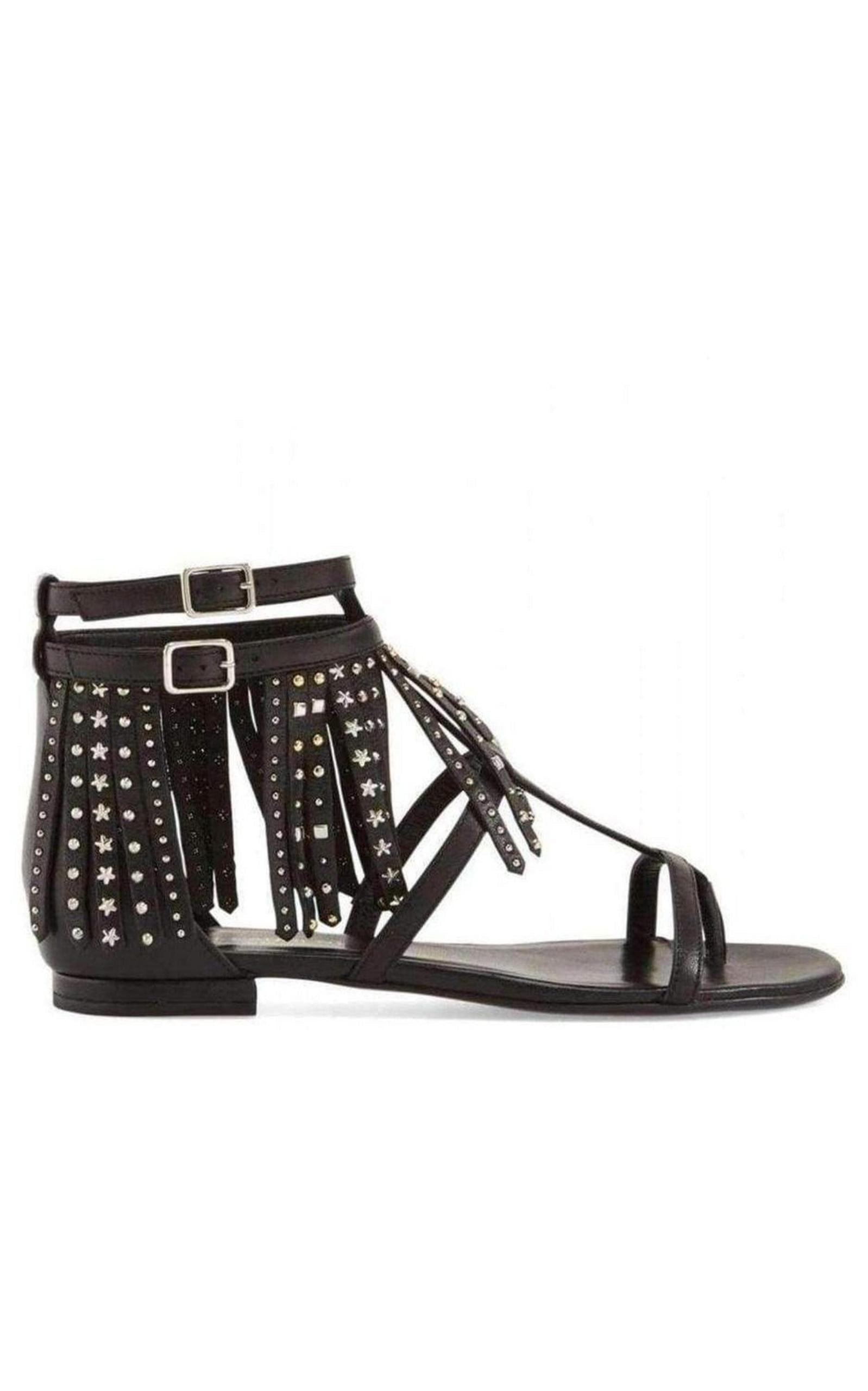 Leather Fringe Sandals Saint Laurent