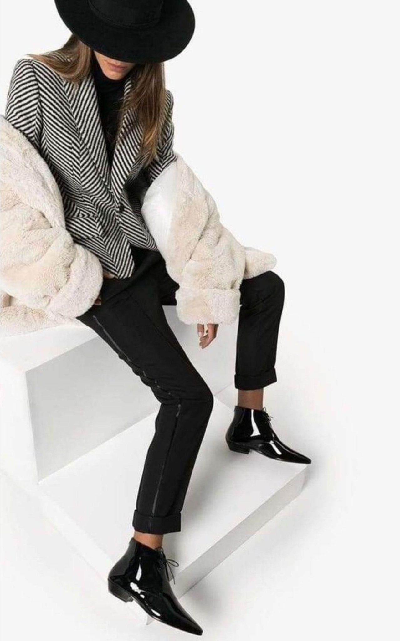 Saint Laurent Patent Leather Ankle Boots - Runway Catalog