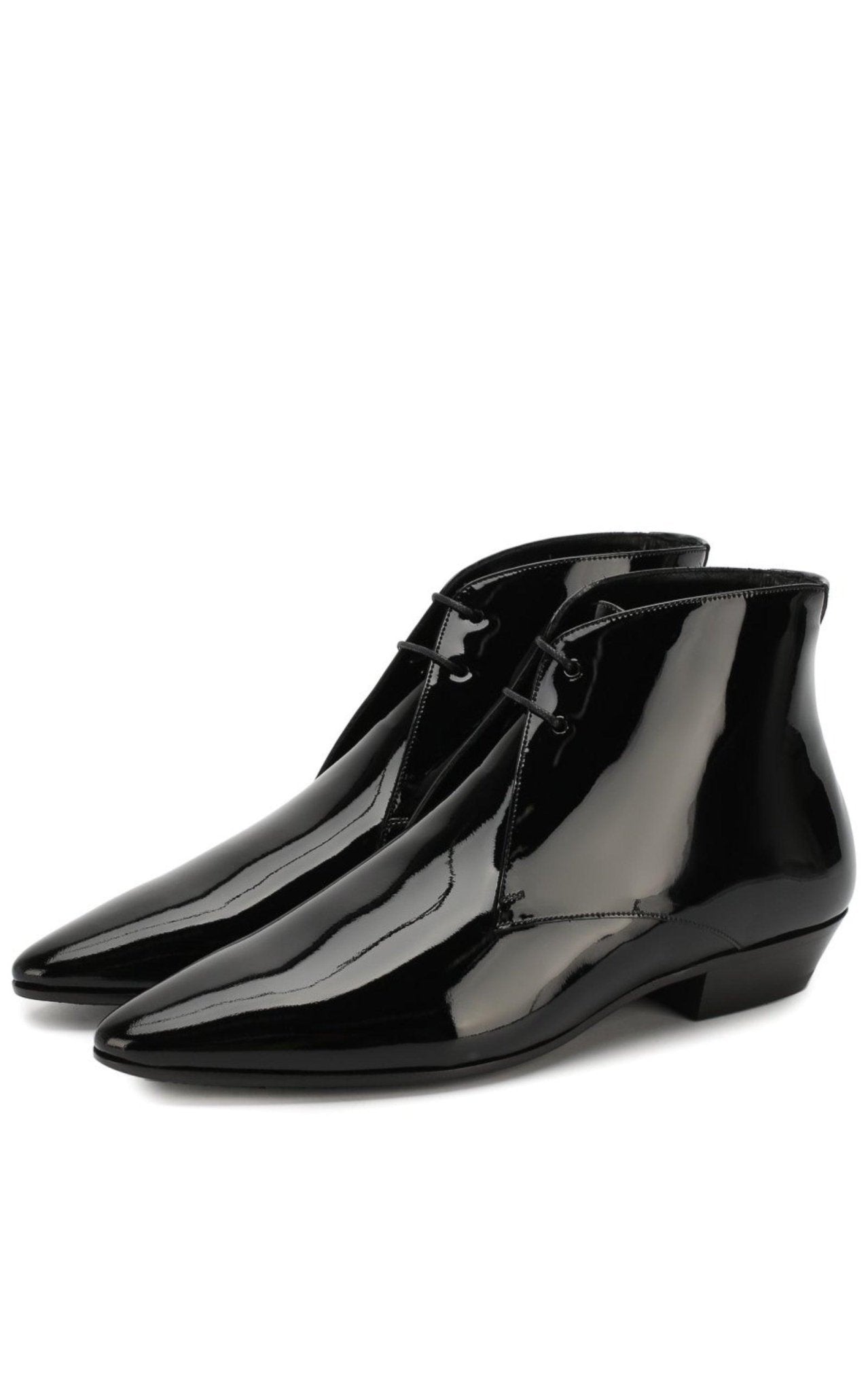 Saint Laurent Patent Leather Ankle Boots - Runway Catalog