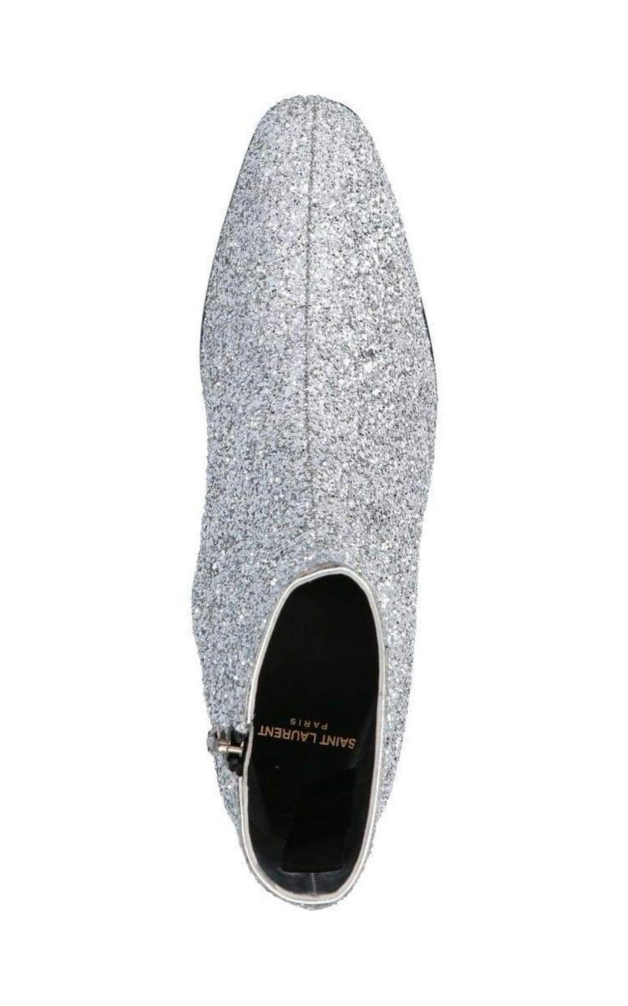 Saint Laurent SIlver Glittler Ankle Boots - Runway Catalog