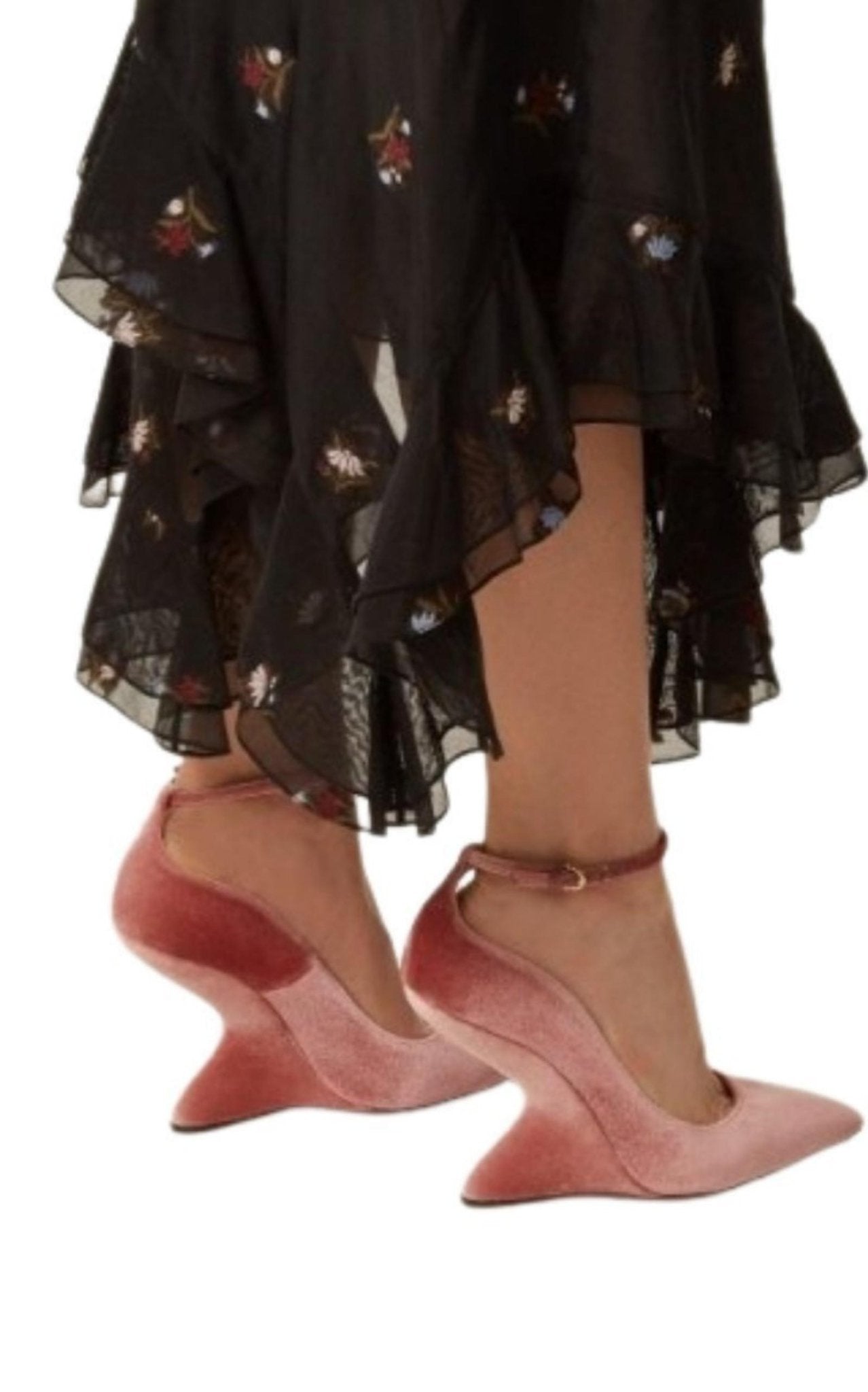Salvatore Ferragamo Pink Tivoli Velvet F - wedge Pumps - Runway Catalog