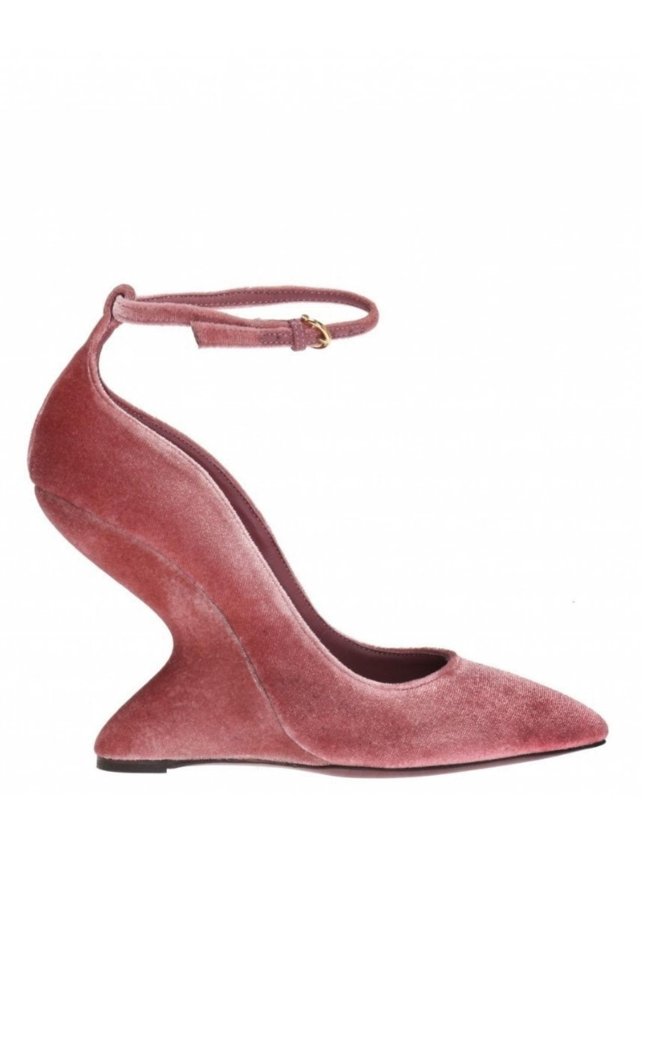 Salvatore Ferragamo Pink Tivoli Velvet F - wedge Pumps - Runway Catalog