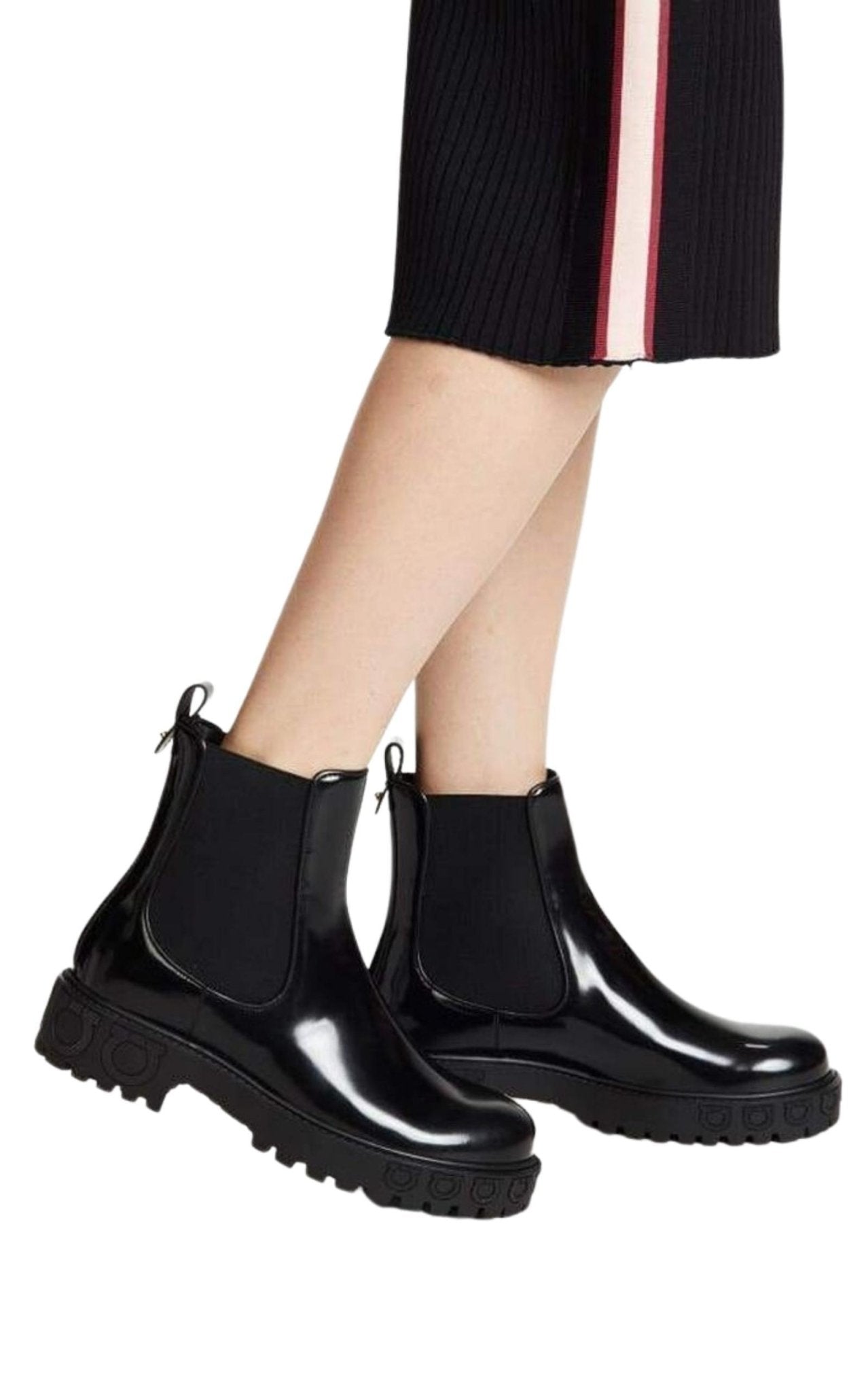 Salvatore Ferragamo Varsi Leather Gancini - Sole Chelsea Boots - Runway Catalog