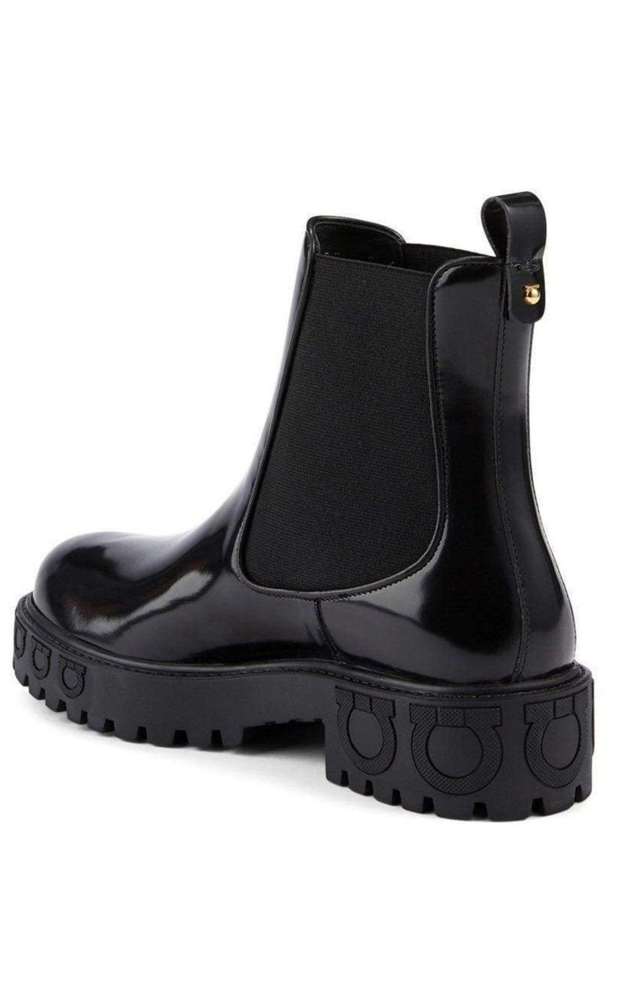 Salvatore Ferragamo Varsi Leather Gancini - Sole Chelsea Boots - Runway Catalog