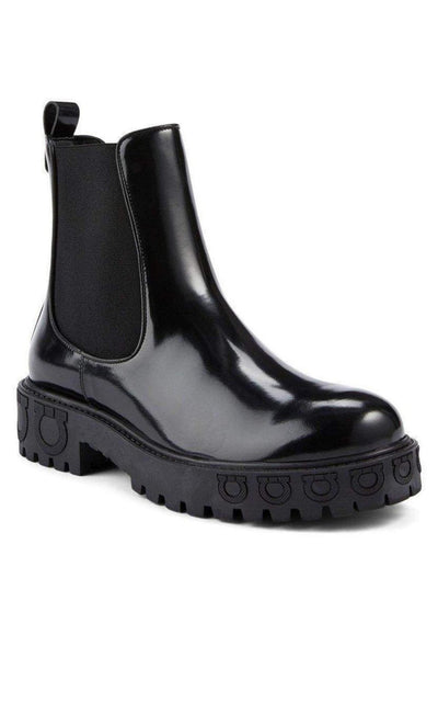 Salvatore Ferragamo Varsi Leather Gancini - Sole Chelsea Boots - Runway Catalog