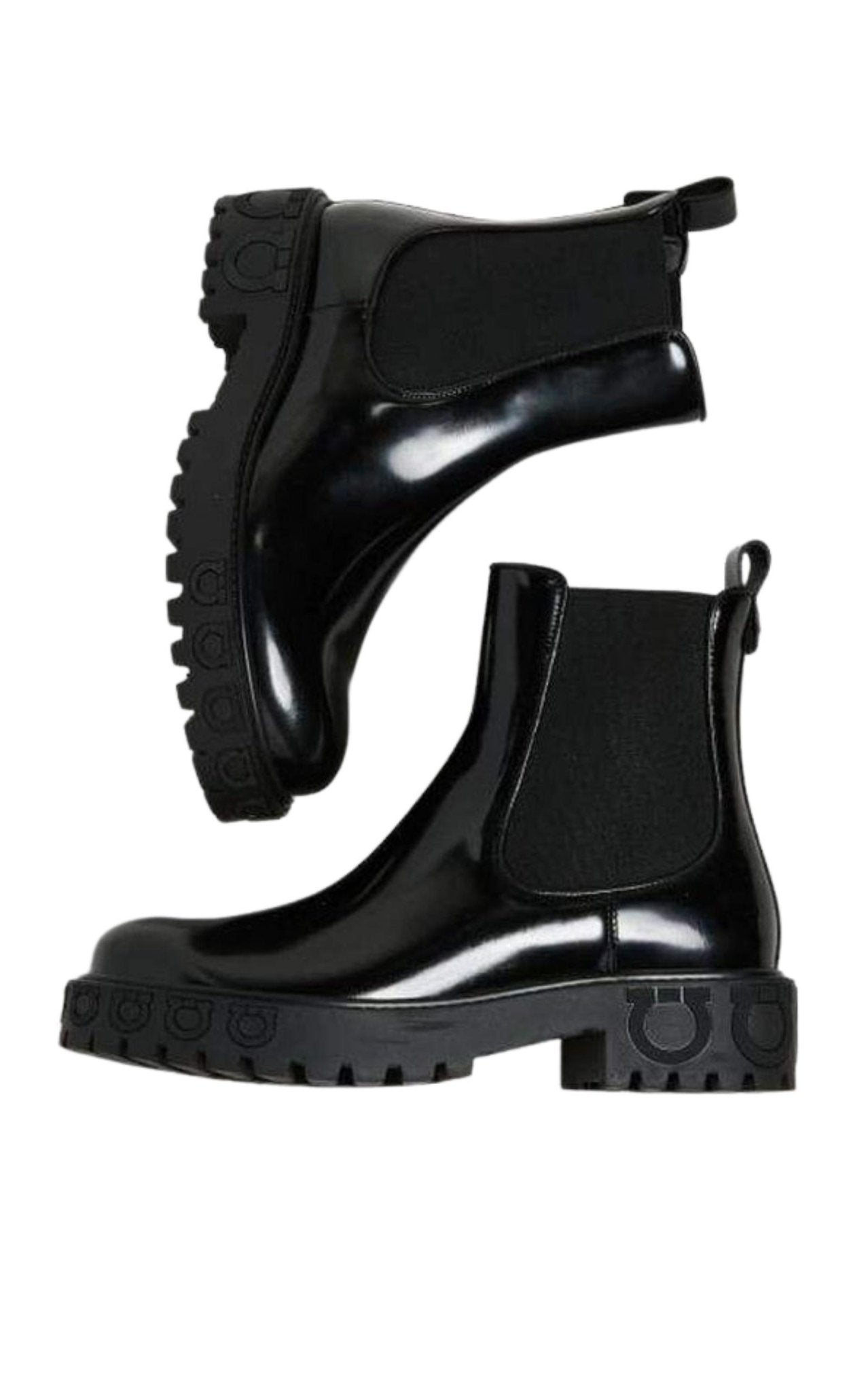 Salvatore Ferragamo Varsi Leather Gancini - Sole Chelsea Boots - Runway Catalog