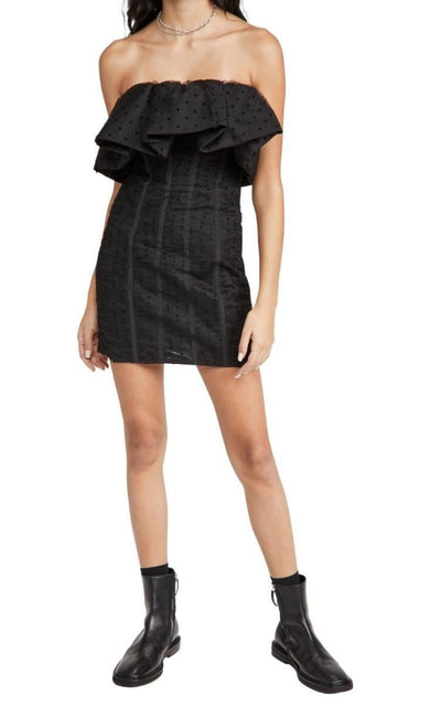 Black Dot Mesh Frill Mini Dress Self-Portrait