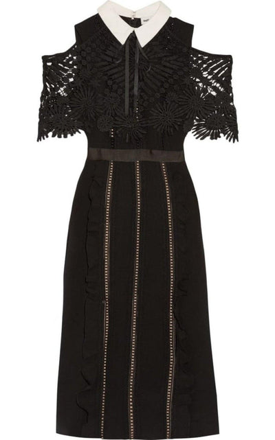 Self - Portrait Hinkley Cold Shoulder Midi Dress - Runway Catalog