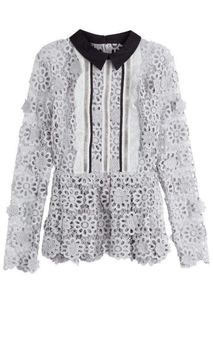 Ice Grey 3D Floral Guipure Lace Shirt Self-Portrait