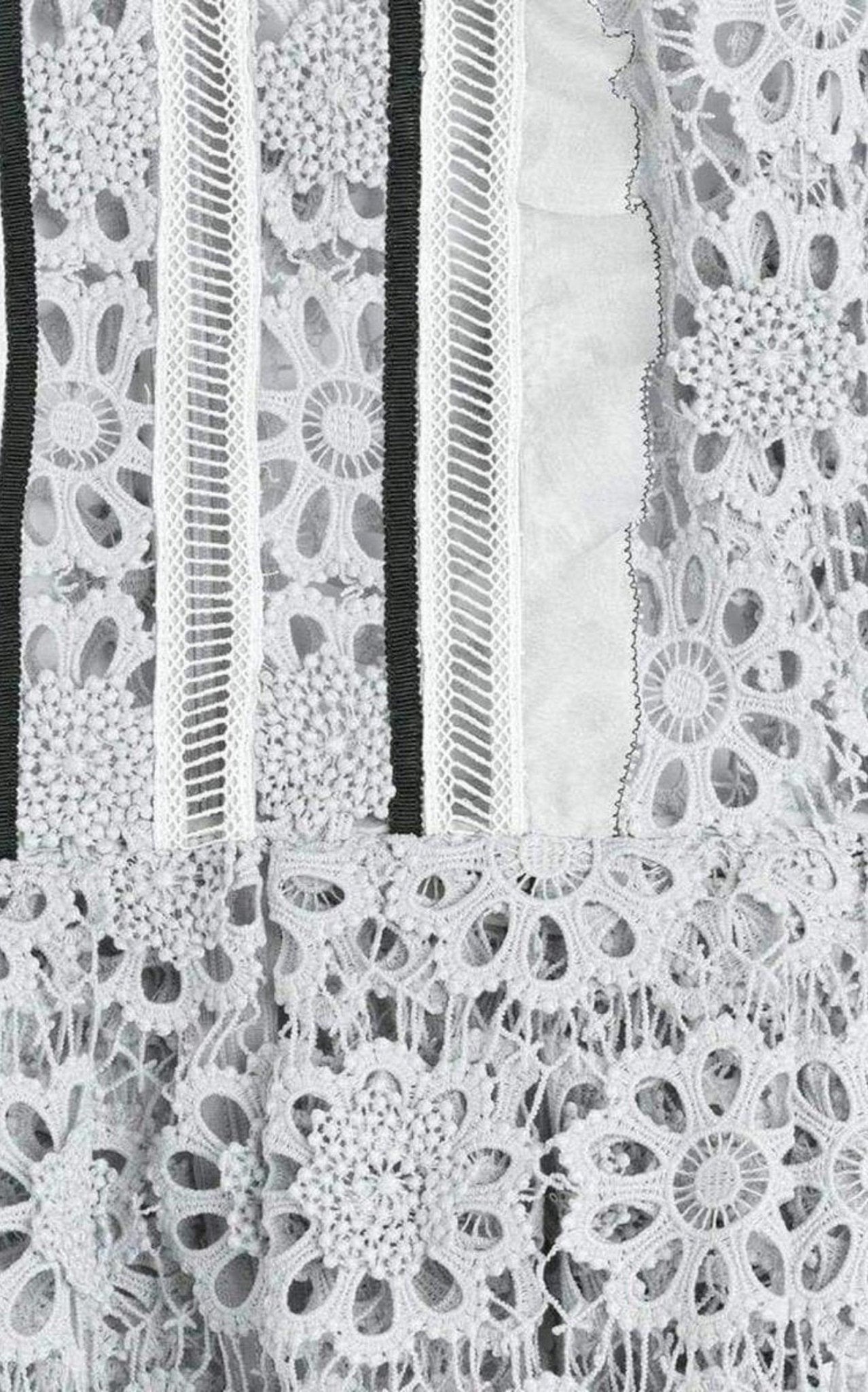 Self - Portrait Ice Grey 3D Floral Guipure Lace Shirt - Runway Catalog