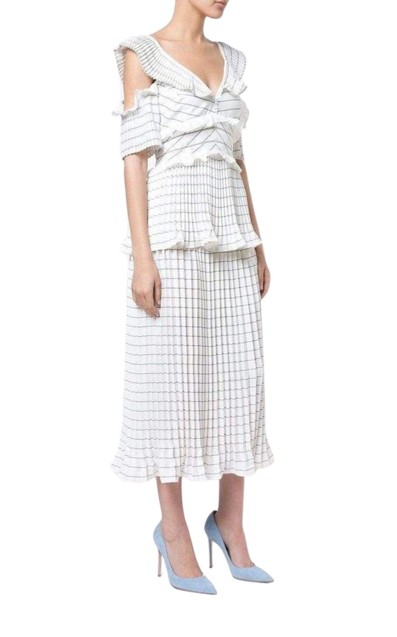Self - Portrait Monochrome Stripe Dress - Runway Catalog
