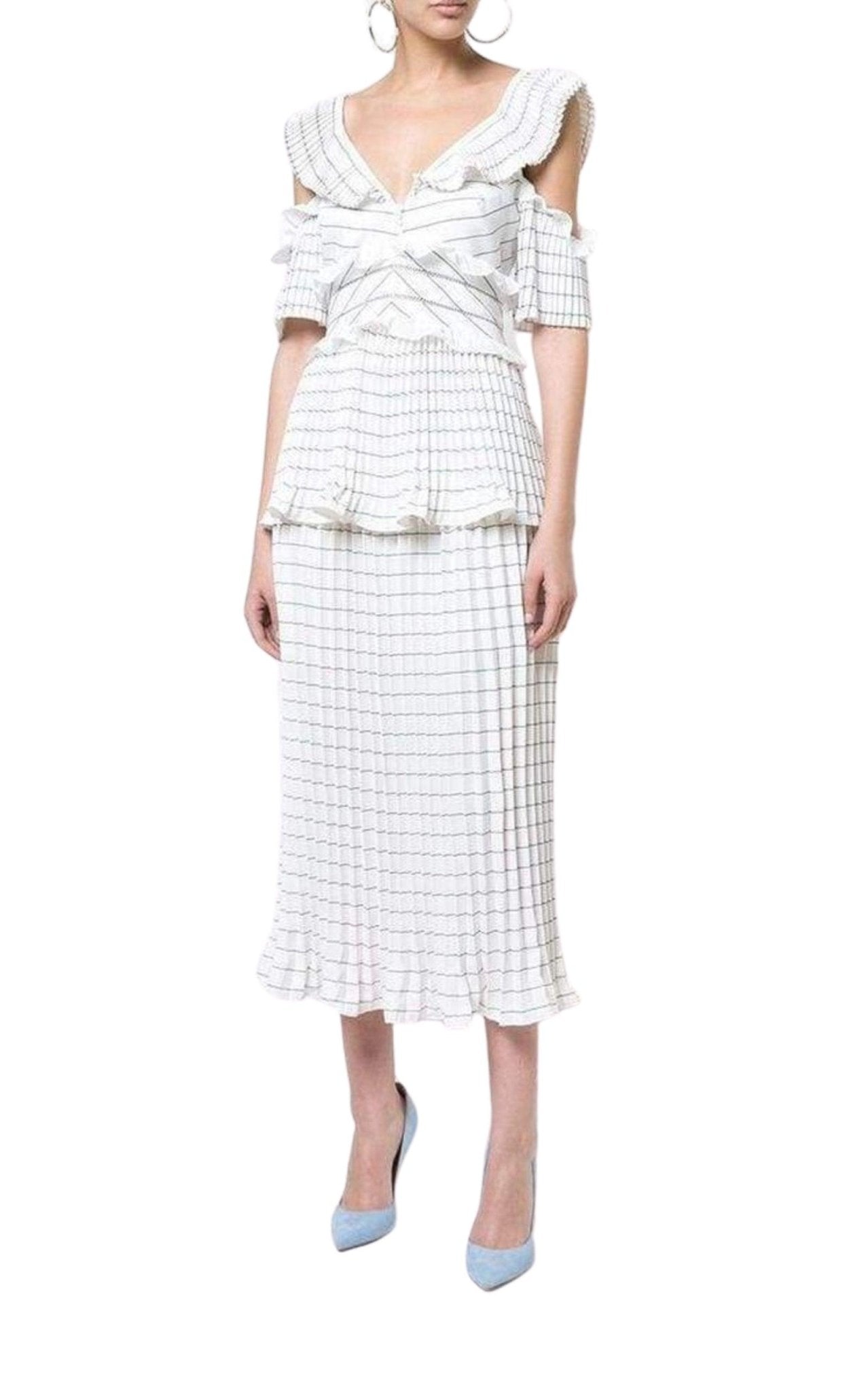 Self - Portrait Monochrome Stripe Dress - Runway Catalog
