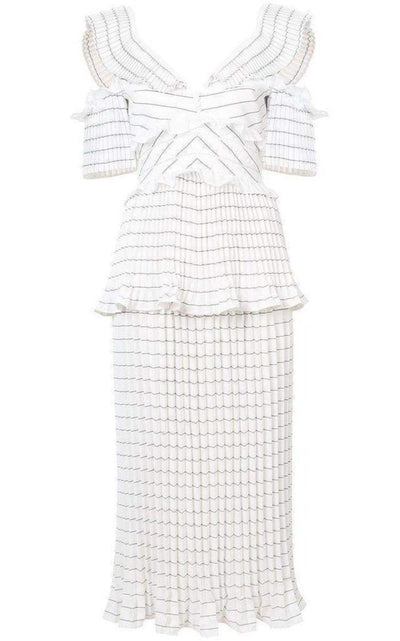 Self - Portrait Monochrome Stripe Dress - Runway Catalog