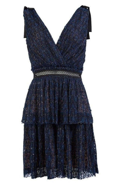 Navy Metallic Pattern Dress Self-Portrait