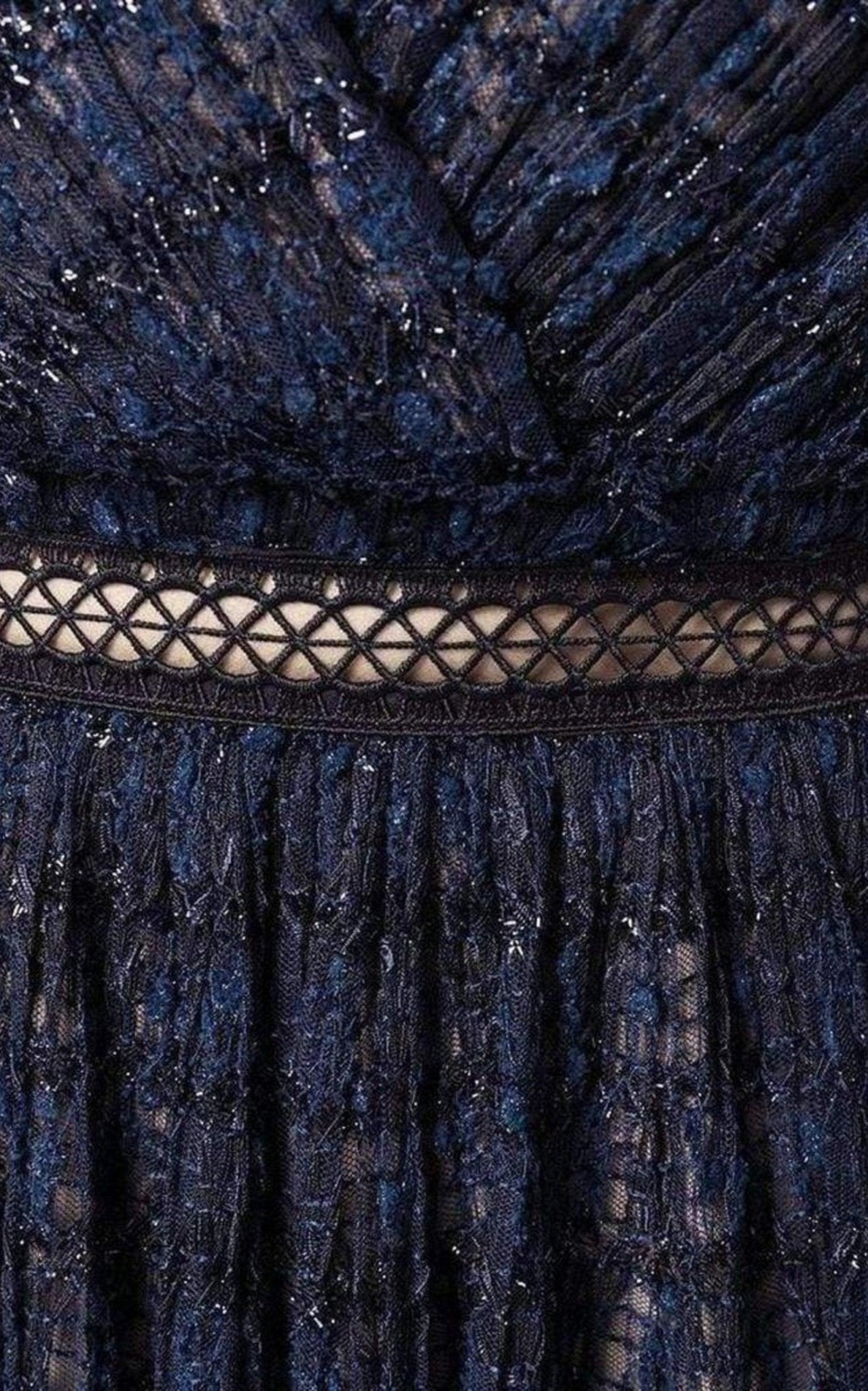 Self - Portrait Navy Metallic Pattern Dress - Runway Catalog