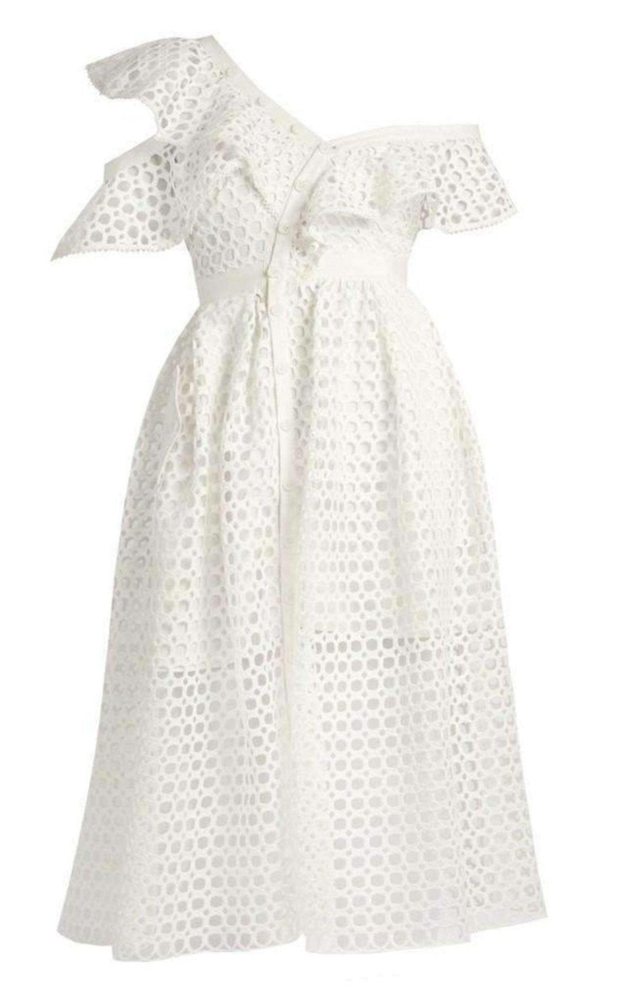 Self - Portrait One Shoulder Guipure - lace Midi Dress - Runway Catalog