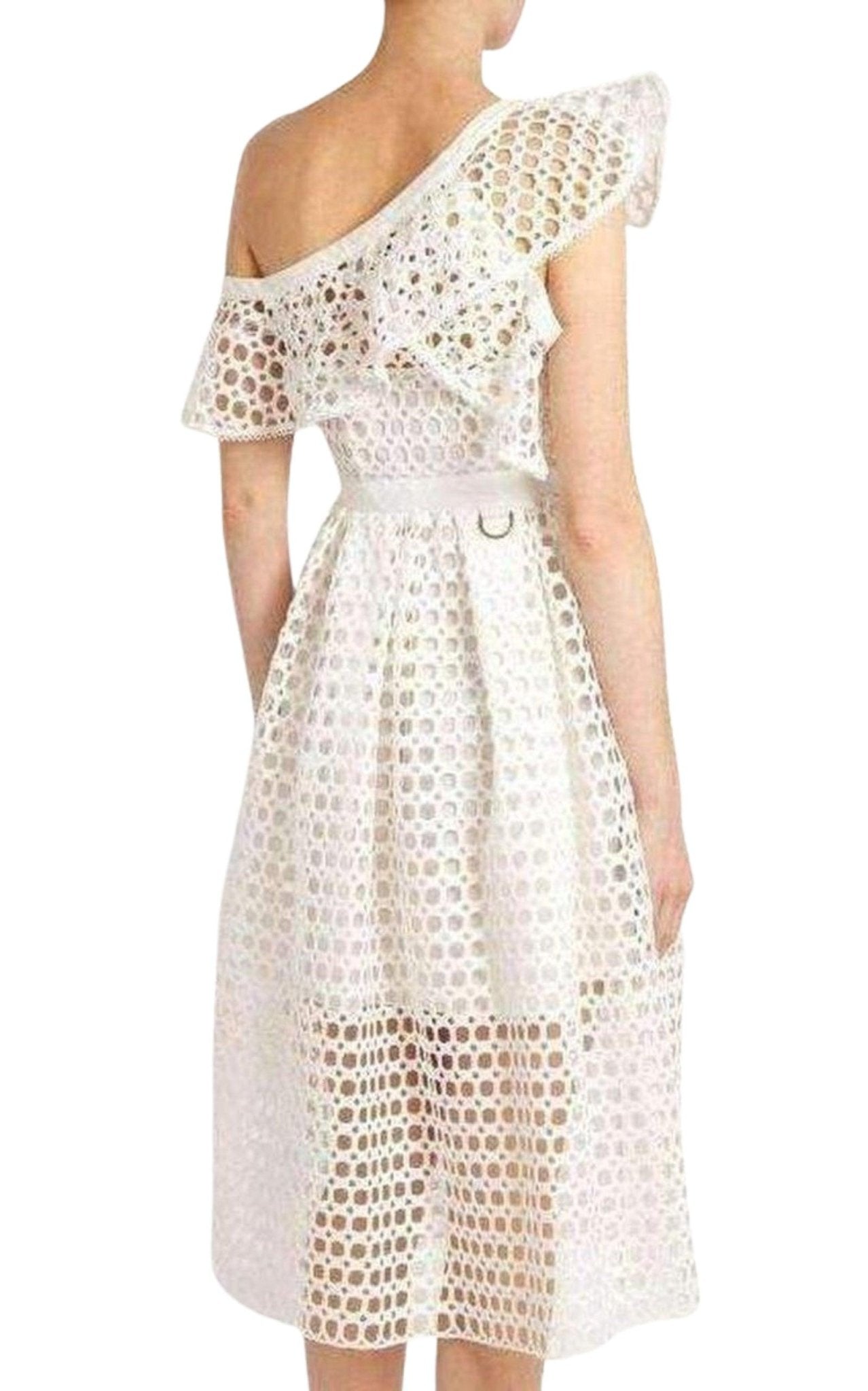 Self - Portrait One Shoulder Guipure - lace Midi Dress - Runway Catalog