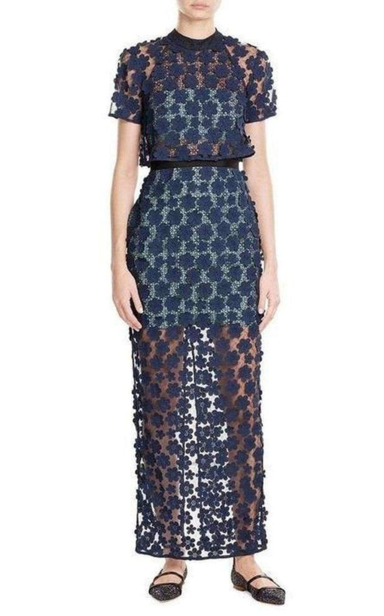Self - Portrait Overlay Lace Maxi Dress - Runway Catalog