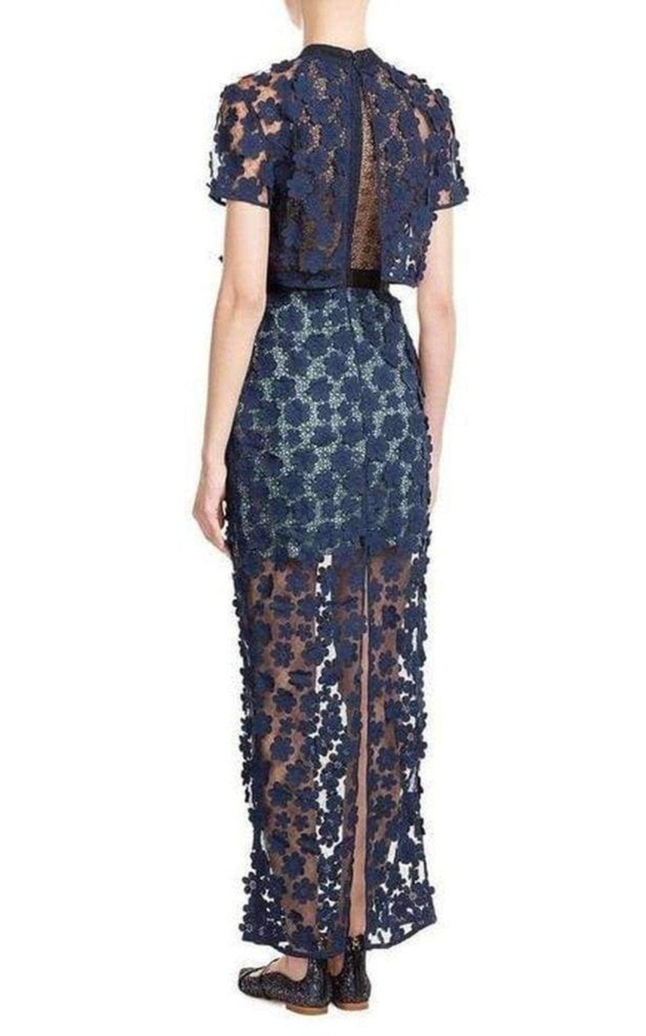 Self - Portrait Overlay Lace Maxi Dress - Runway Catalog