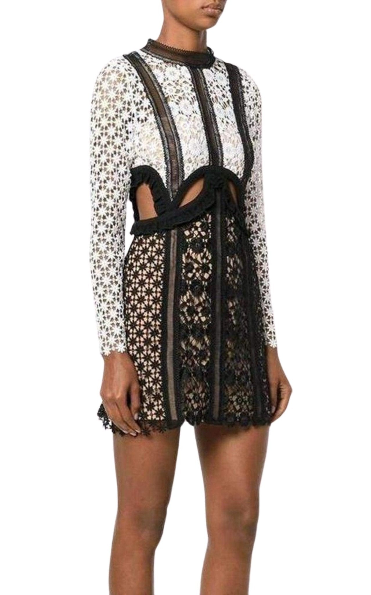 Self - Portrait Payne Lace Cut - out Mini Dress - Runway Catalog