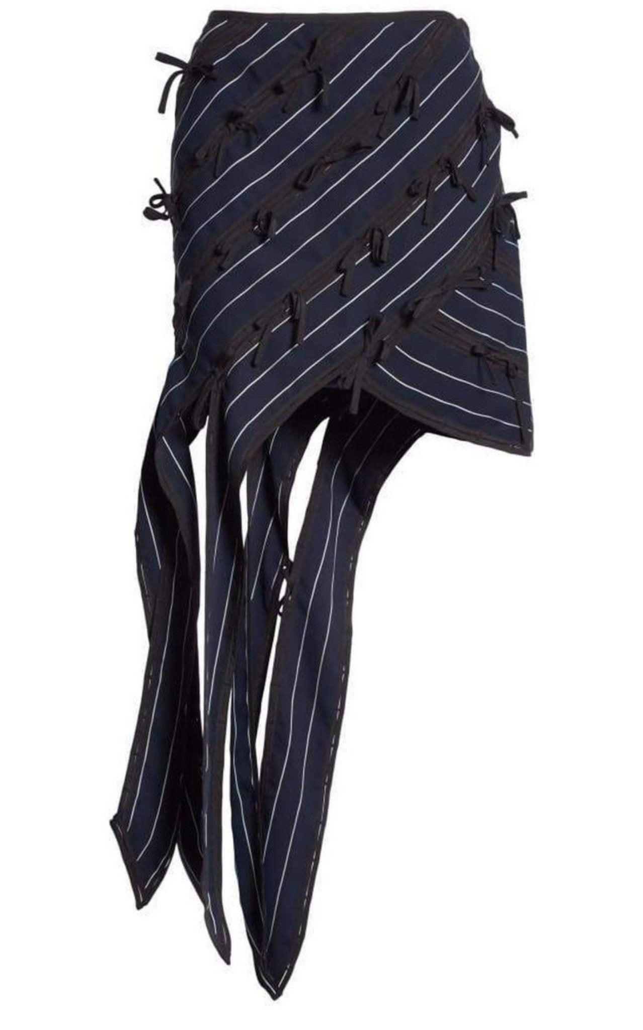 Self - Portrait Pinstripe Ribbon Asymmetric Panelled Mini Skirt - Runway Catalog