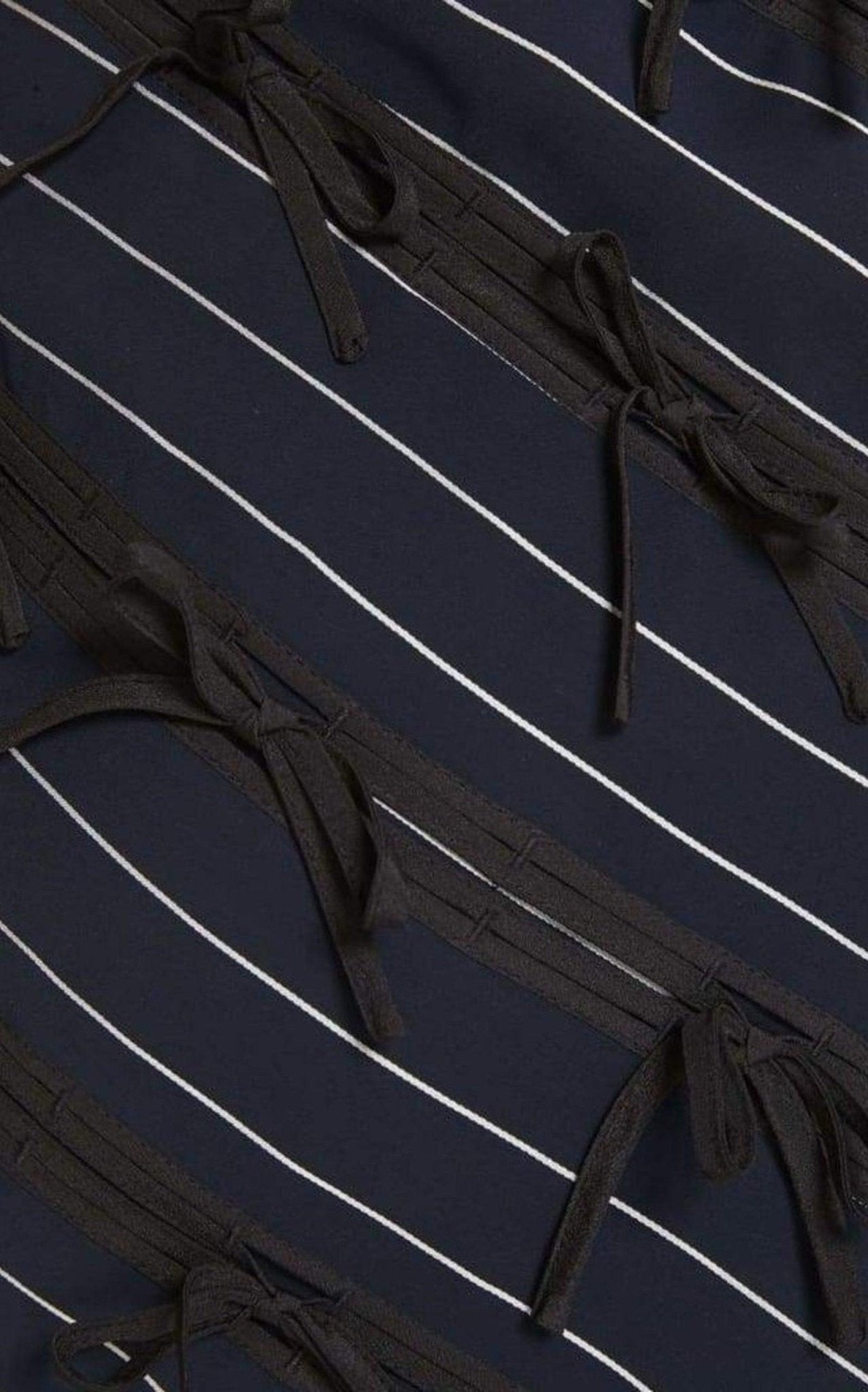 Self - Portrait Pinstripe Ribbon Asymmetric Panelled Mini Skirt - Runway Catalog