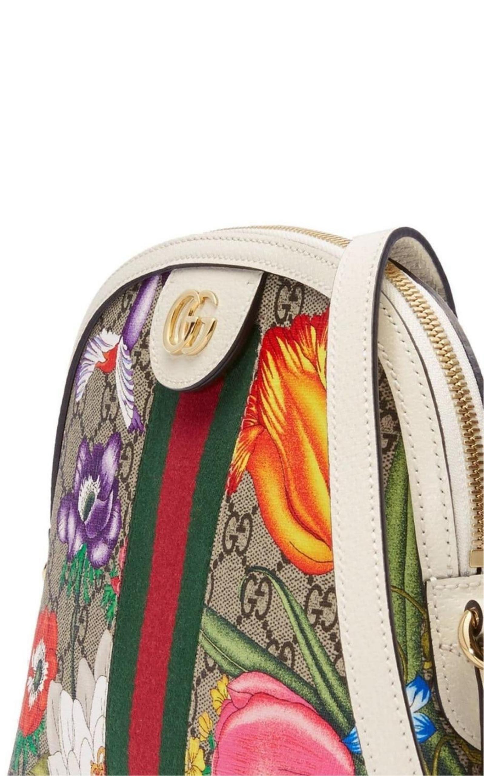 Gucci Multicolor Flora GG Supreme Coated Canvas and Leather