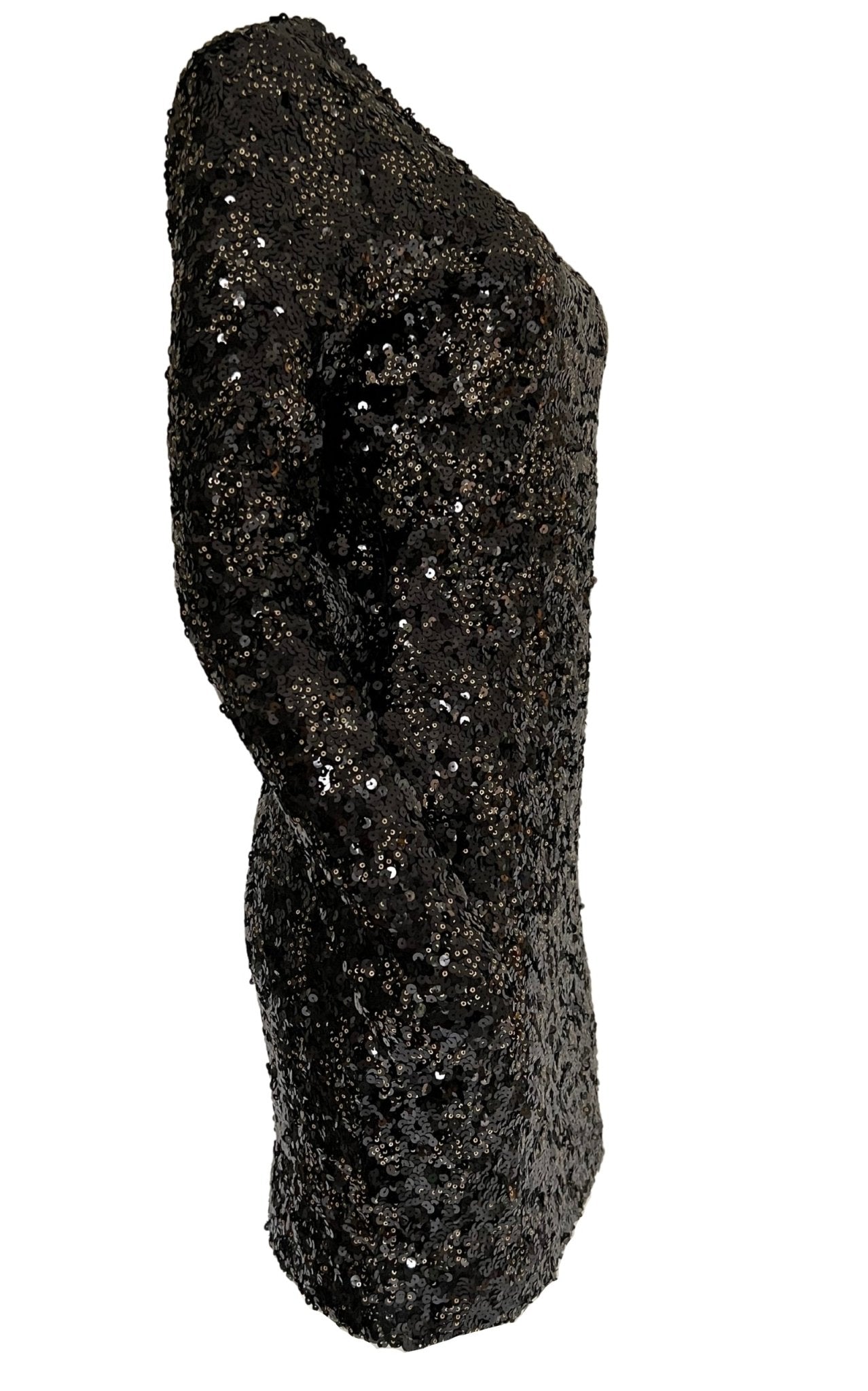 Soky & Soka Black Sequence Mini Dress with Open Back - Runway Catalog