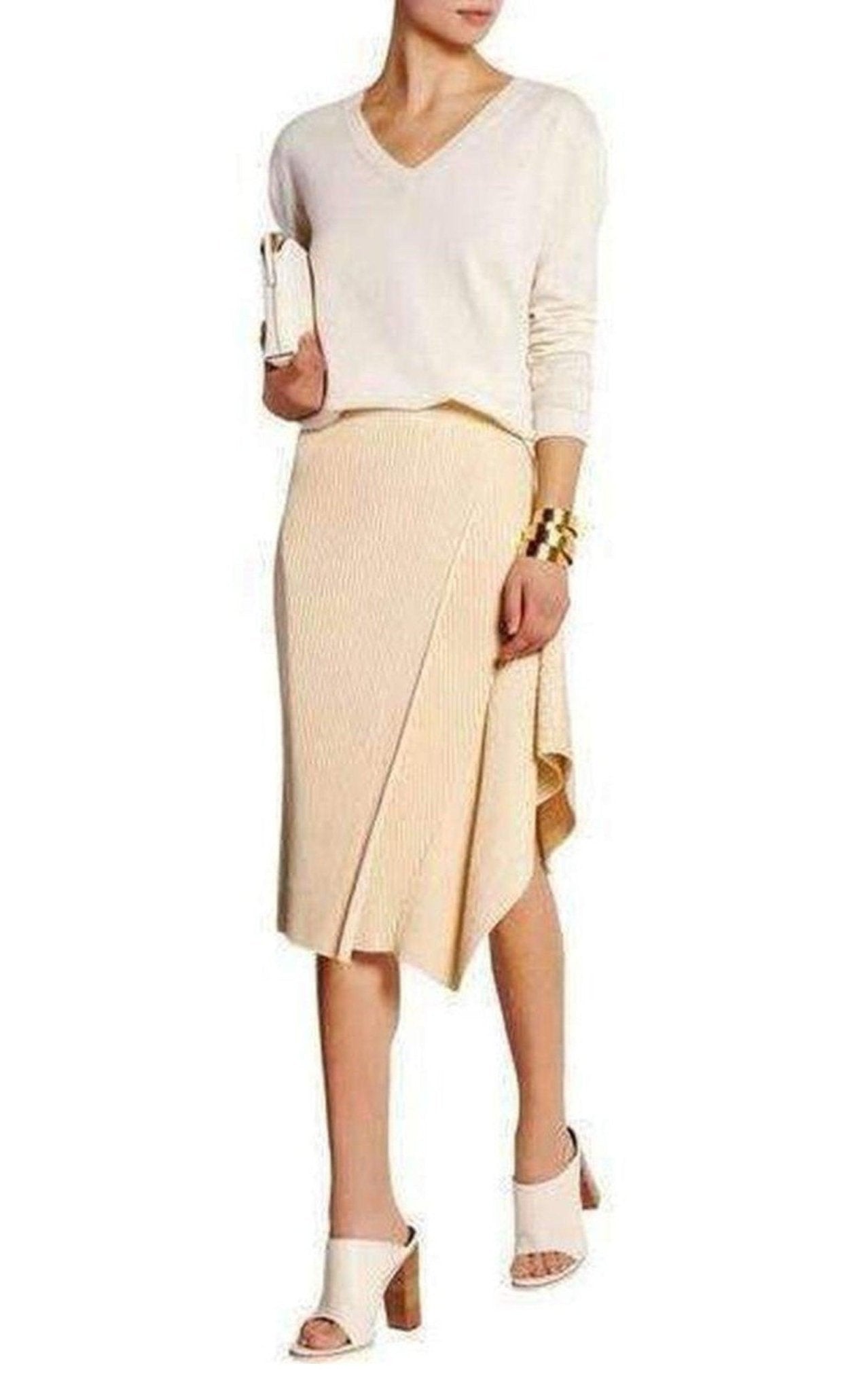 Stella McCartney Asymmetric Ribbed Stretch - Jersey Midi Skirt - Runway Catalog