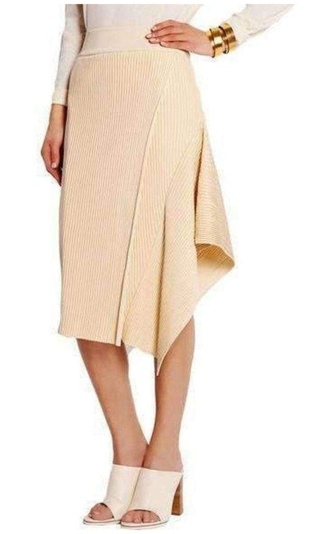 Stella McCartney Asymmetric Ribbed Stretch - Jersey Midi Skirt - Runway Catalog