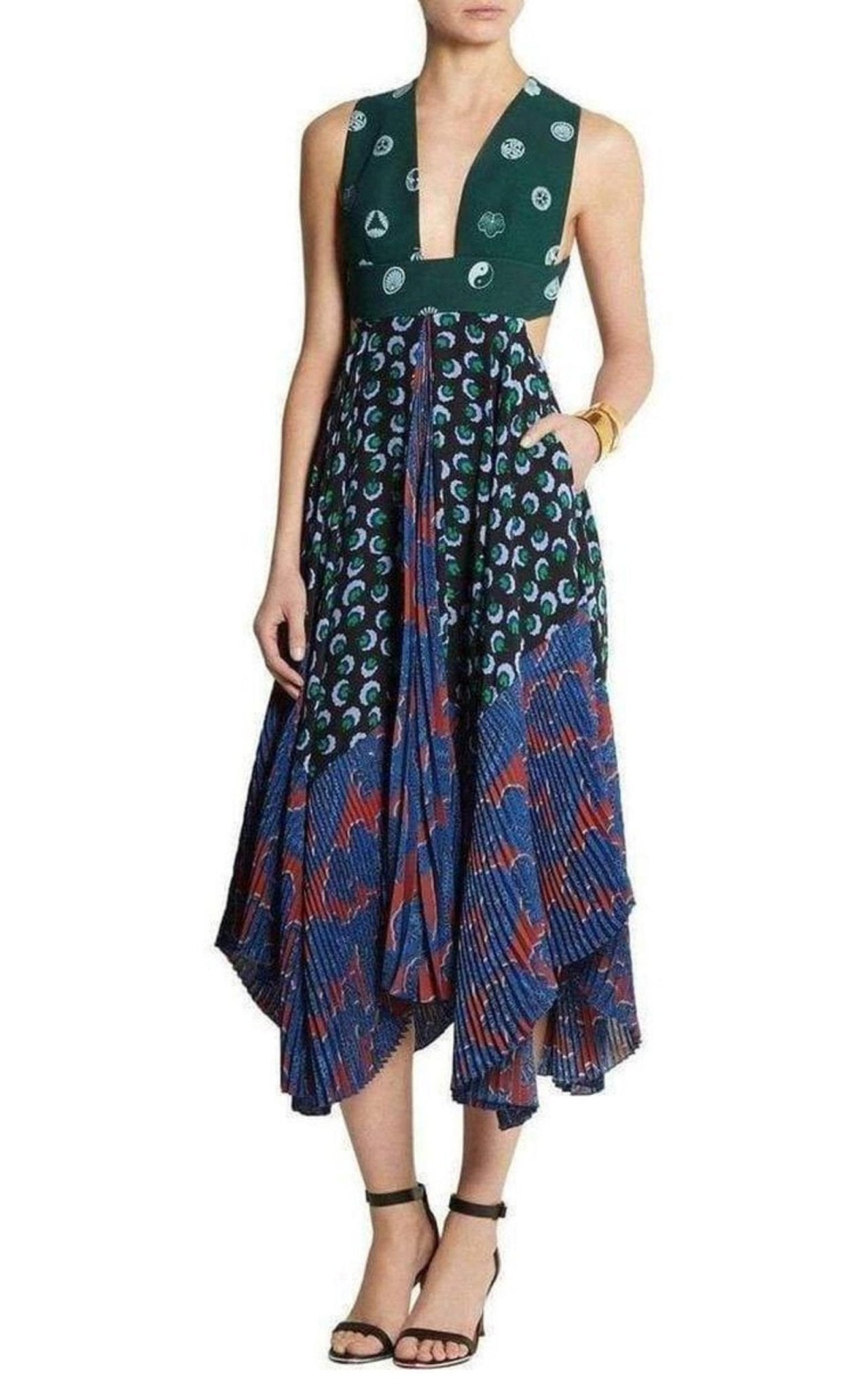 Stella McCartney Caroline asymmetric printed silk and crepe dress - Runway Catalog