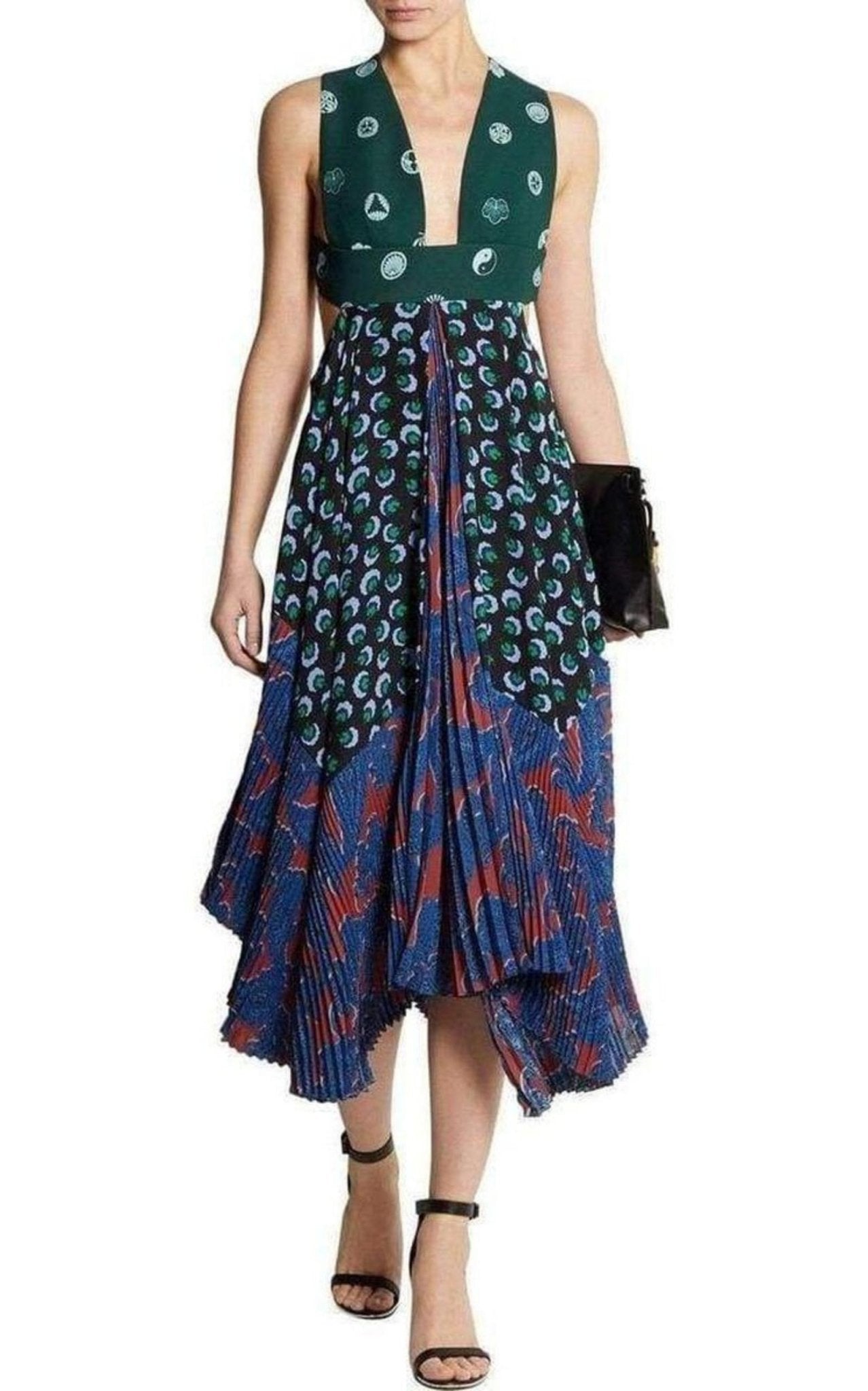 Stella McCartney Caroline asymmetric printed silk and crepe dress - Runway Catalog