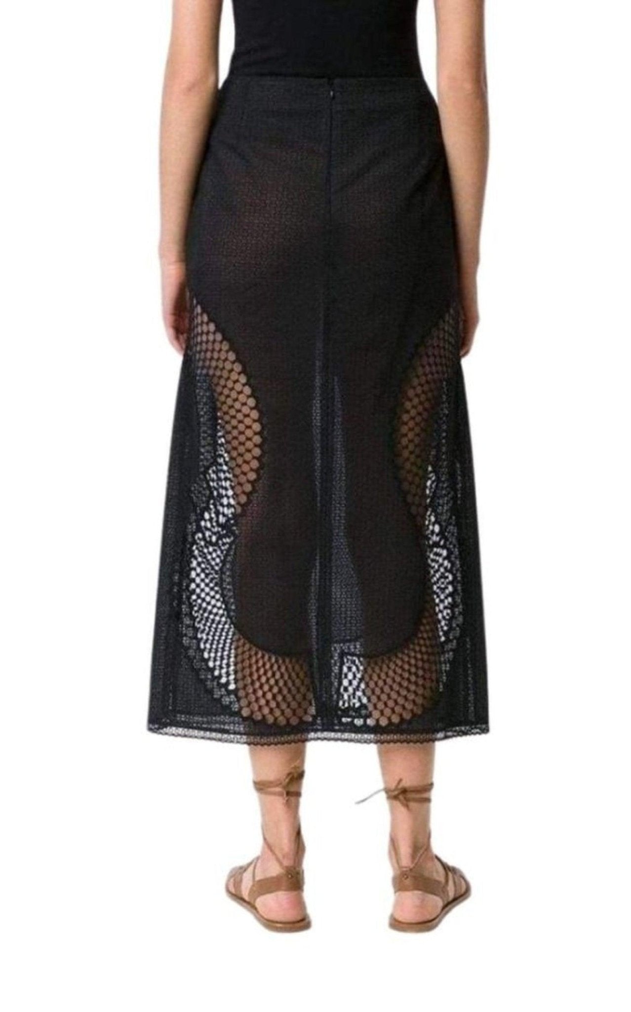 Stella McCartney Perforated A - Line Black Skirt - Runway Catalog