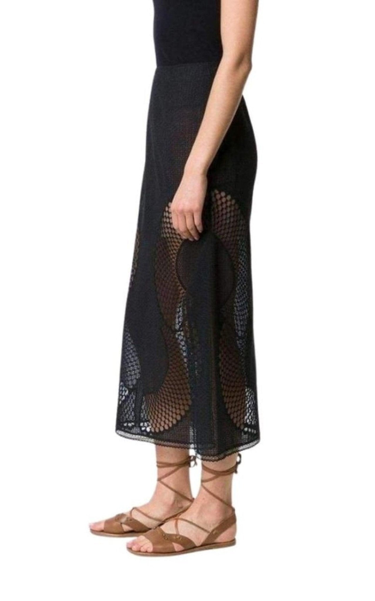 Stella McCartney Perforated A - Line Black Skirt - Runway Catalog
