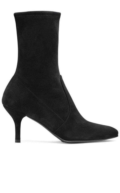 Stuart Weitzman Cling Black Suede Sock Booties - Runway Catalog