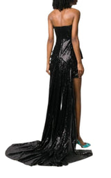 Black Sequinned Gown With Cape The Attico