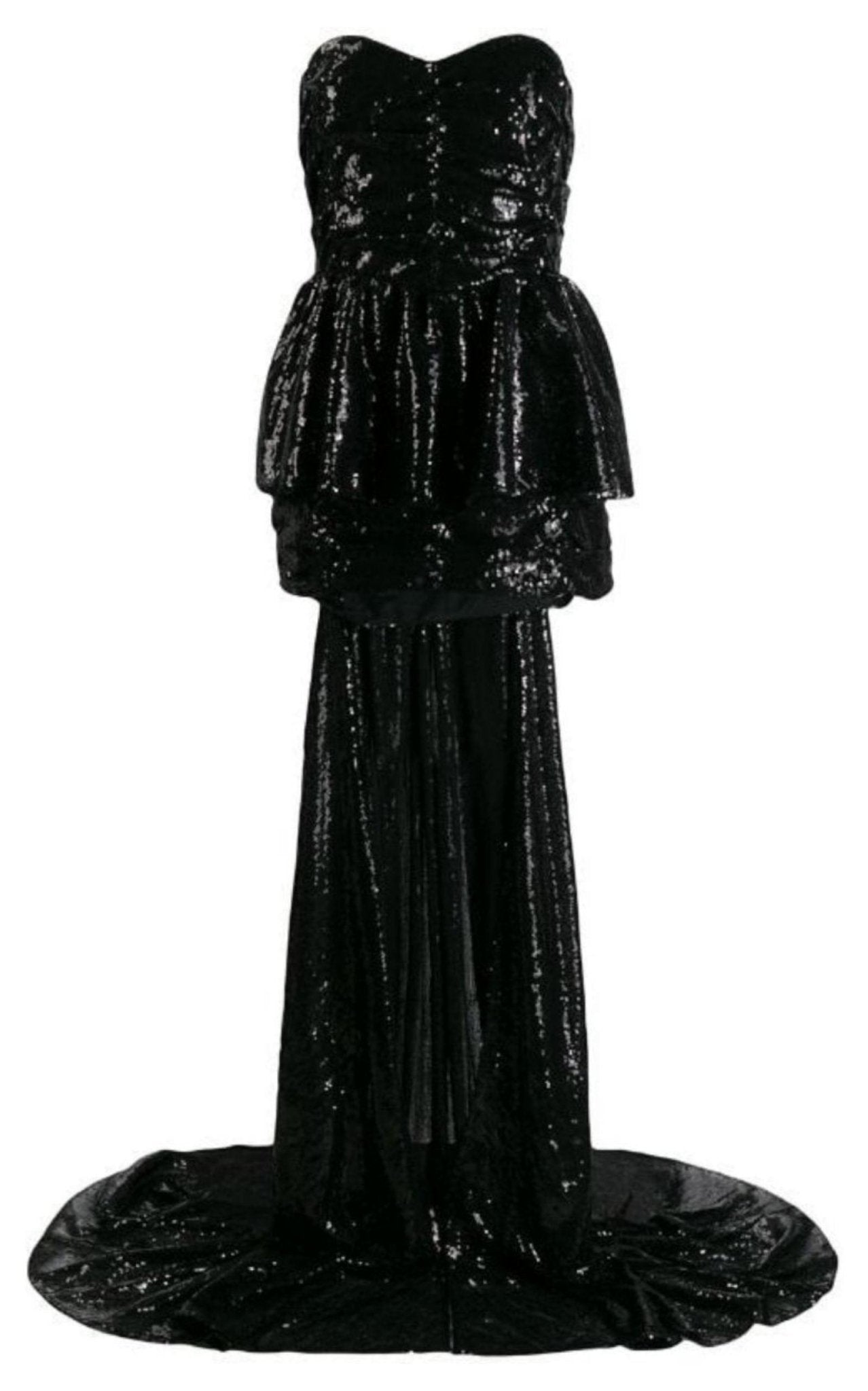 The Attico Black Sequinned Gown With Cape - Runway Catalog