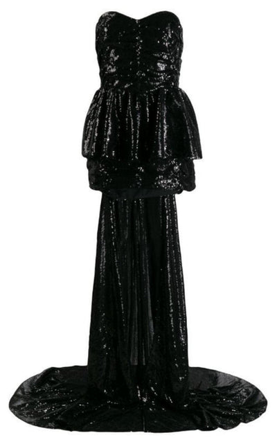 The Attico Black Sequinned Gown With Cape - Runway Catalog