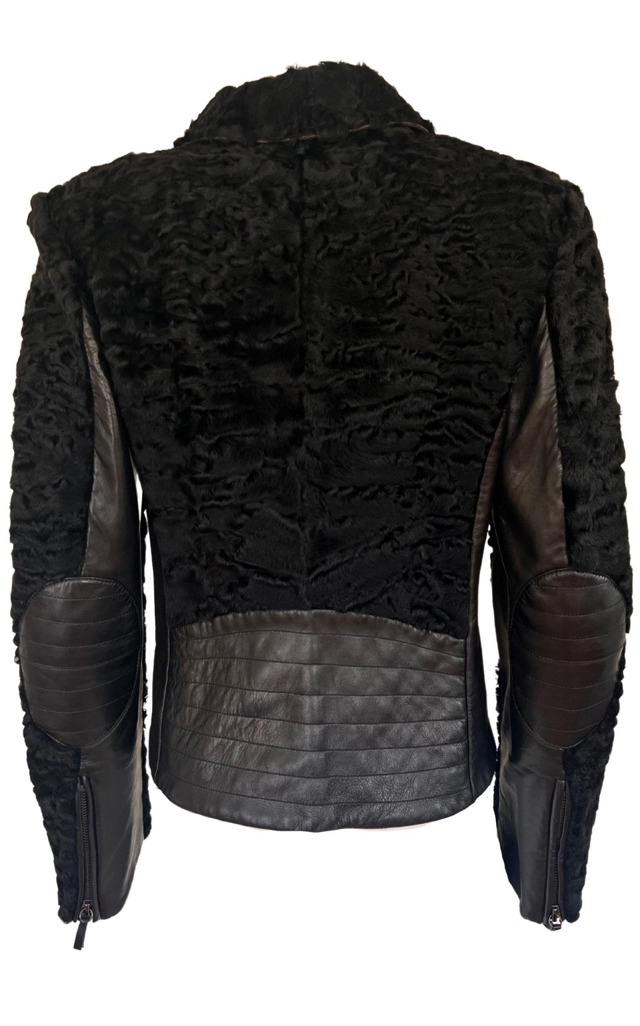 Valentino Black Astrakhan Lamb Fur Karakul Biker Jacket - Runway Catalog