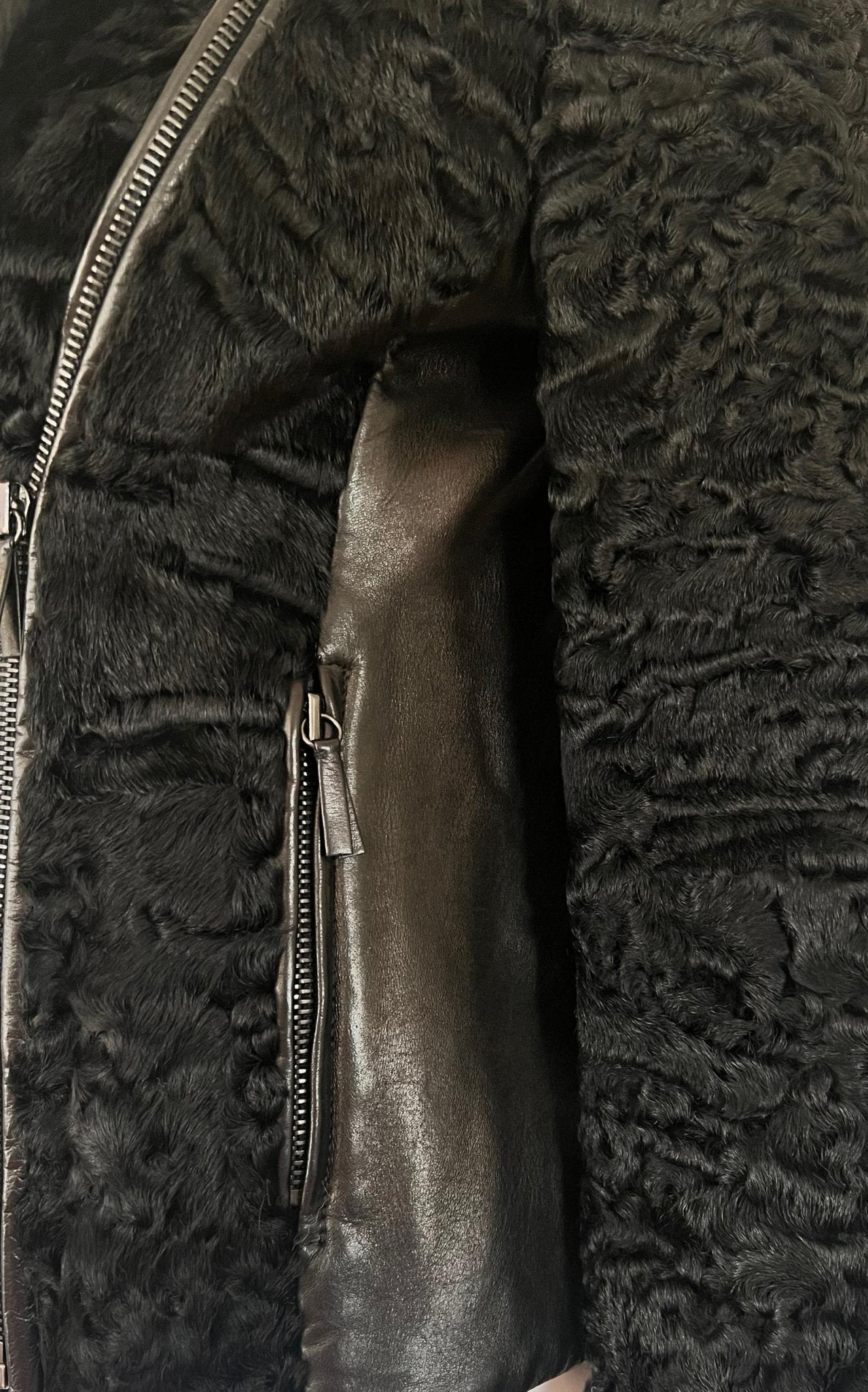 Valentino Black Astrakhan Lamb Fur Karakul Biker Jacket - Runway Catalog