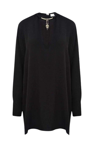 Black Necklace Collar Silk Shirt Valentino