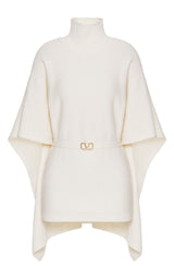 Caped Virgin Wool Turtleneck Sweater Valentino