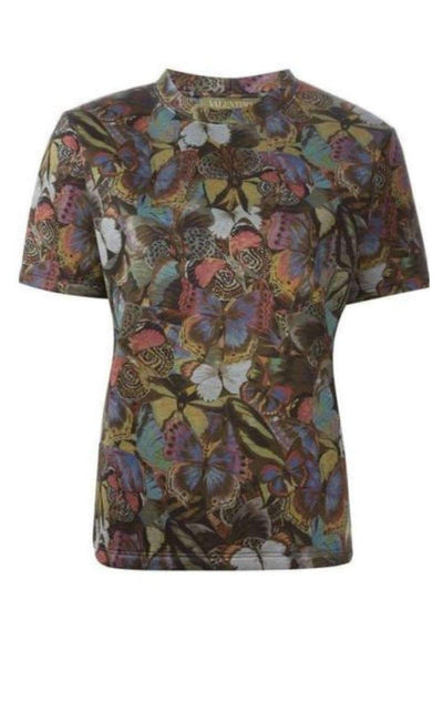 Valentino Cotton Butterfly Print T-Shirt - Runway Catalog
